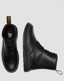 Crewson Leren Veterlaarzen in Black