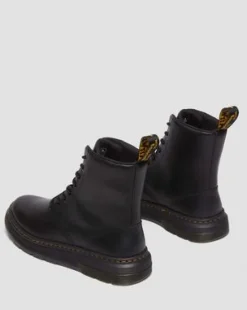 Crewson Leren Veterlaarzen in Black