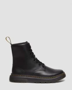 Crewson Leren Veterlaarzen in Black