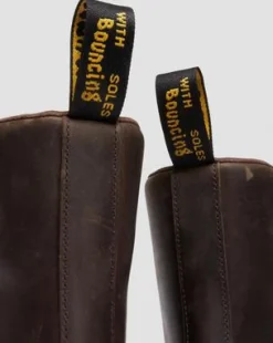 Crewson Leren Veterlaarzen in Donkerbruin