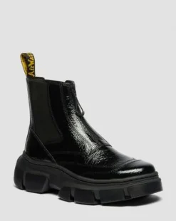 DMXL Distressed Lakleren Chelsea Boots in Zwart