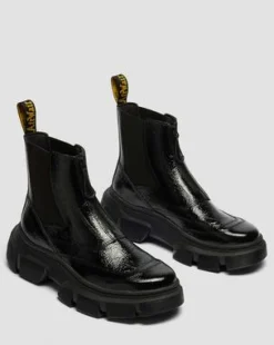 DMXL Distressed Lakleren Chelsea Boots in Zwart