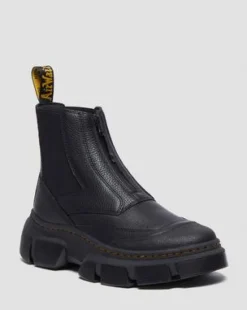 DMXL Leren Chelsea Boots met Rits in Zwart