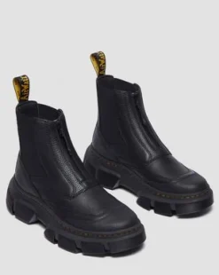 DMXL Leren Chelsea Boots met Rits in Zwart