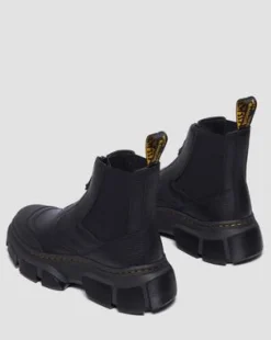 DMXL Leren Chelsea Boots met Rits in Zwart
