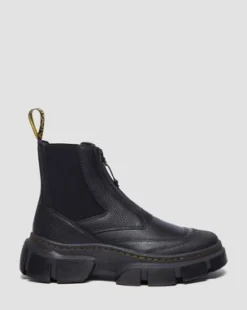 DMXL Leren Chelsea Boots met Rits in Zwart
