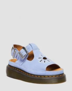 Dunnet Flower Buttersoft leren sandalen in Korenbloemblauw