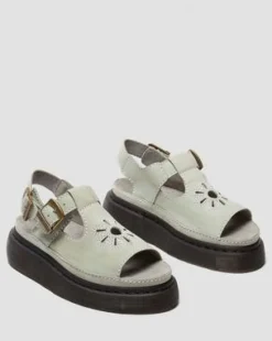 Dunnet Flower Buttersoft leren sandalen in Saliegroen