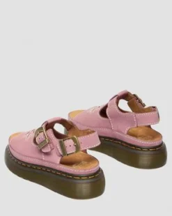 Dunnet Flower Nubuck Platformsandalen in Dusty Roze