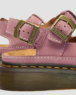 Dunnet Flower Nubuck Platformsandalen in Dusty Roze
