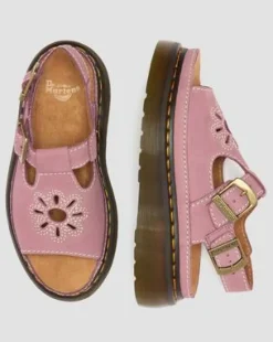 Dunnet Flower Nubuck Platformsandalen in Dusty Roze