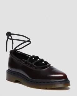 Elphie II leren ballerina's in Cherry Red