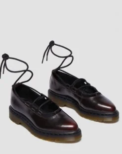 Elphie II leren ballerina's in Cherry Red