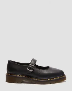 Elphie Virginia leren Mary Jane schoenen in Zwart