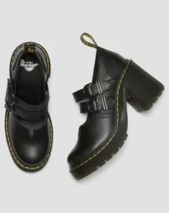 Eviee Sendal Leren Mary Jane Schoenen met Hak in Zwart
