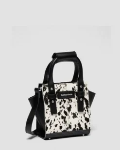 Extra Kleine Dalmatian Hair-On Leren Draagtas in Crème & Zwart