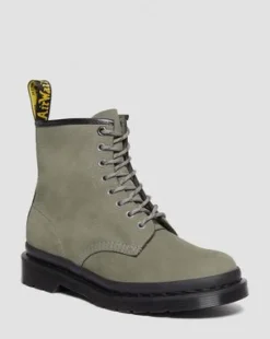 1460 Gemalen Nubuck Leren Veterlaarzen in Nickel Grey