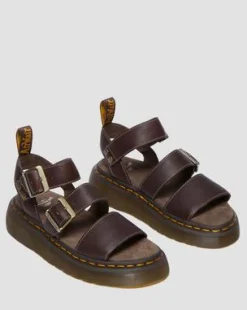 Gryphon Quad Grizzly leren sandalen in Donkerbruin