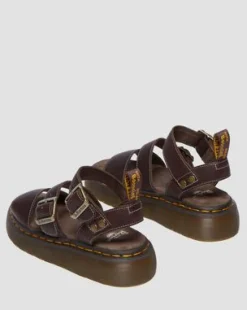 Gryphon Quad Grizzly leren sandalen in Donkerbruin