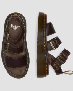 Gryphon Quad Grizzly leren sandalen in Donkerbruin
