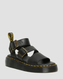 Gryphon Quad Leren Platform Sandalen in Zwart