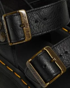Gryphon Quad Leren Platform Sandalen in Zwart