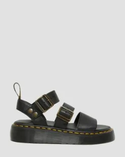 Gryphon Quad Leren Platform Sandalen in Zwart