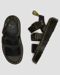 Gryphon Quad Leren Platform Sandalen in Zwart