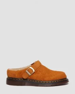 Isham Imitatie Schapenvacht Gevoerde Suède Mules in Pecan Brown