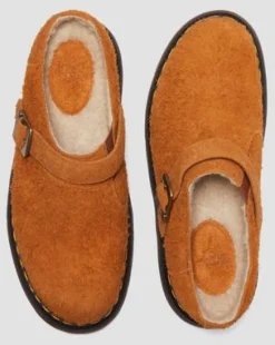 Isham Imitatie Schapenvacht Gevoerde Suède Mules in Pecan Brown