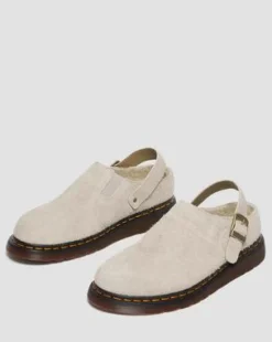 Isham Imitatie Schapenvacht Gevoerde Suède Mules in Vintage Taupe