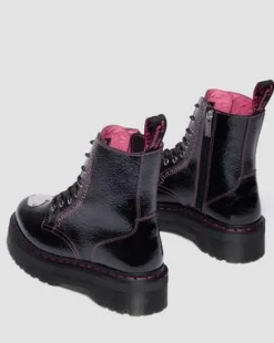 Jadon Distressed Lakleren Platformlaarzen in Zwart