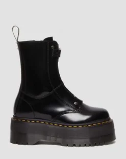 Jetta Hi Max Buttero Leren Platform Laarzen in Zwart