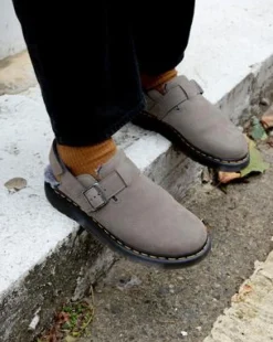 Jorge II Imitatiebont Gevoerde Mules in Nickel Grey