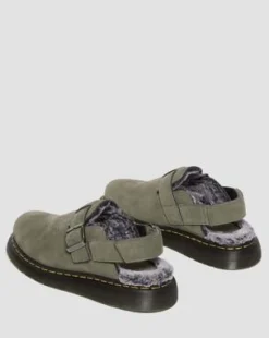 Jorge II Imitatiebont Gevoerde Mules in Nickel Grey
