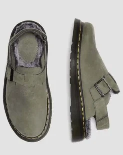 Jorge II Imitatiebont Gevoerde Mules in Nickel Grey