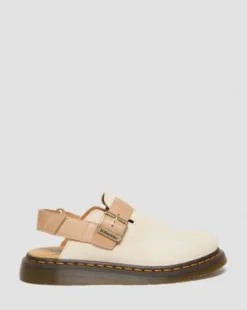 Jorge II Suède & Leren Slingback Mules in Parchment Beige