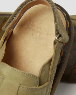 Jorge II Tumbled Nubuck Leren Slingback Mules in Muted Olive