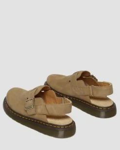 Jorge II Tumbled Nubuck Leren Slingback Mules in Savanne Bruin