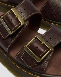 Josef Slide Grizzly Leren Sandalen in Donkerbruin