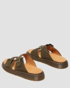Josef suède slide-sandalen in Olijfkleurig Groen