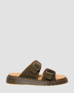 Josef suède slide-sandalen in Olijfkleurig Groen