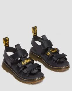 Junior Callan Extra Tough Leren Sandalen in Zwart