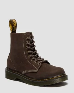 Junior 1460 Getrommeld Nubuck Laarzen in Donkerbruin