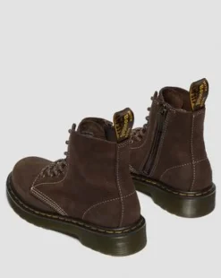 Junior 1460 Getrommeld Nubuck Laarzen in Donkerbruin