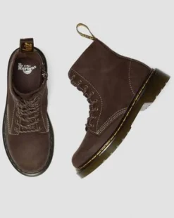 Junior 1460 Getrommeld Nubuck Laarzen in Donkerbruin