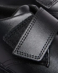 Junior Kamron Leren Velcro Oxford Schoenen met Band in Zwart
