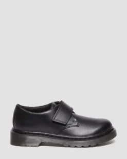 Junior Kamron Leren Velcro Oxford Schoenen met Band in Zwart