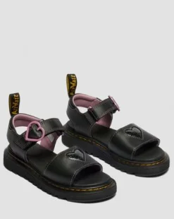 Junior Marlowe Ii Glitterhart Leren Schoenen met Riem in Zwart