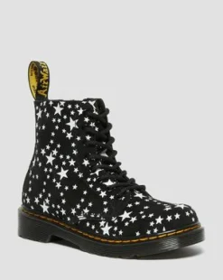 Junior 1460 Pascal Star Suede Lace Up Boots in Zwart